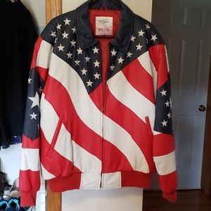 Michael Hoban American Flag Leather Jacket